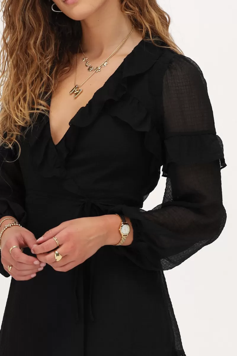 My Jewellery Robe Portefeuille Noire à Volants
