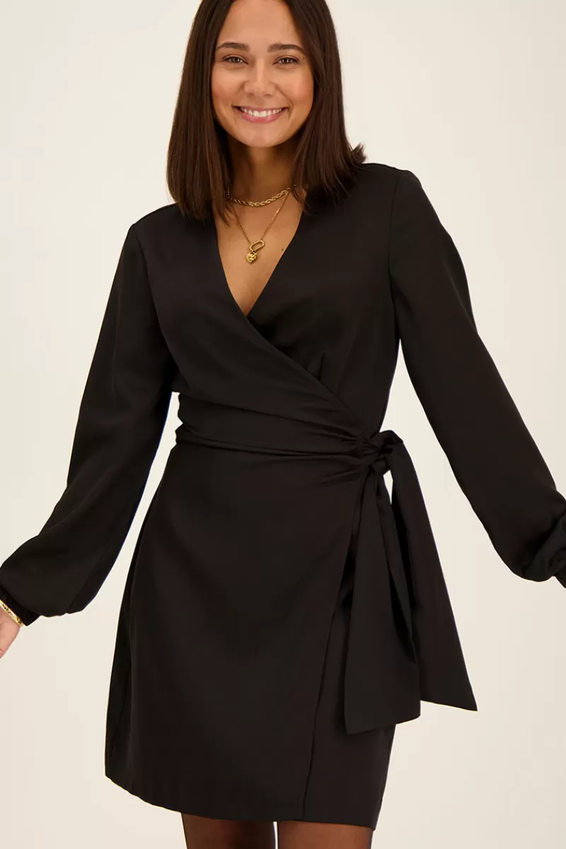 My Jewellery Robe Portefeuille Noire Avec Nœud