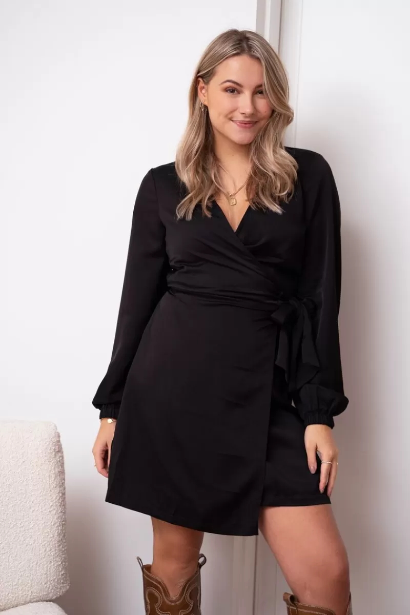 My Jewellery Robe Portefeuille Noire Avec Nœud