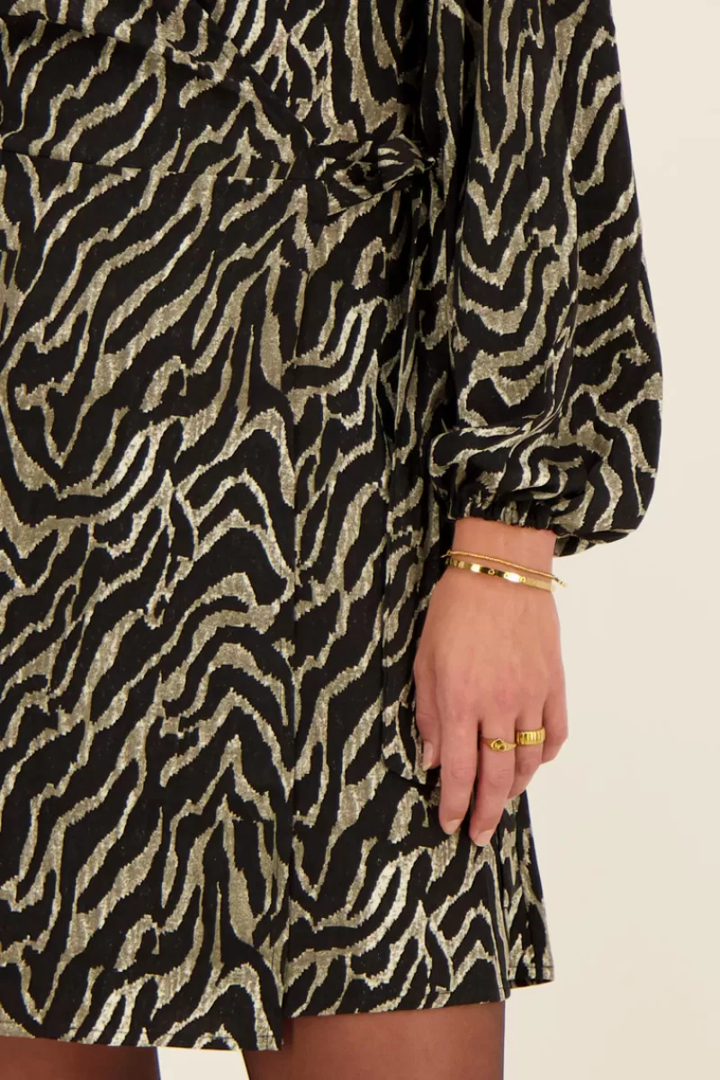 My Jewellery Robe Portefeuille Noire Imprimé Zébré