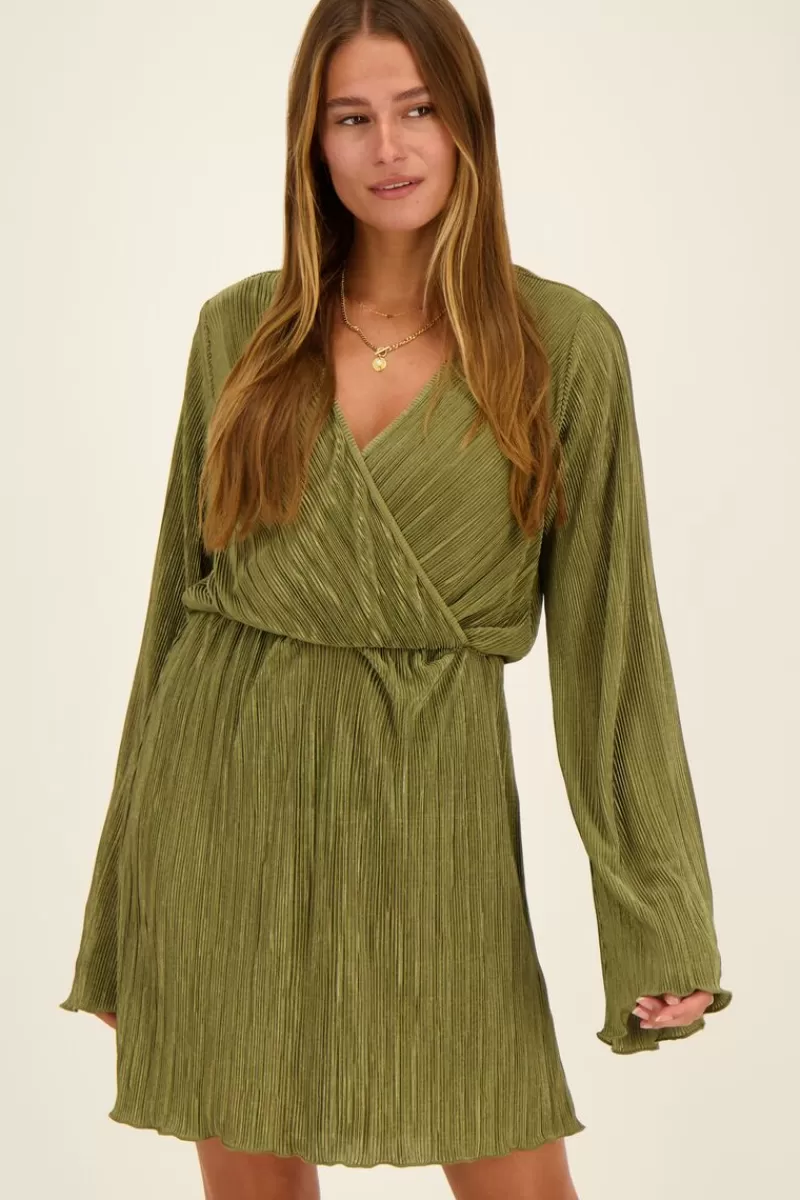 My Jewellery Robe Portefeuille Plissée Verte
