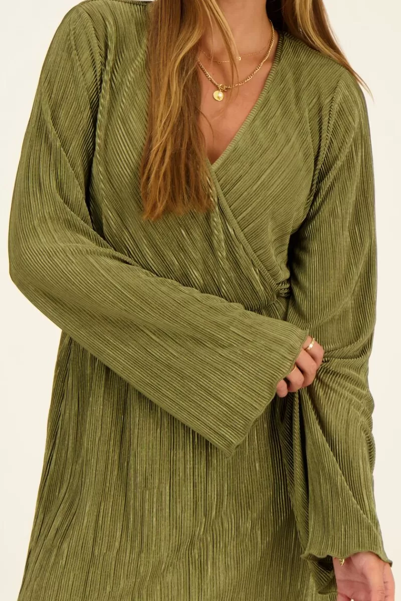 My Jewellery Robe Portefeuille Plissée Verte