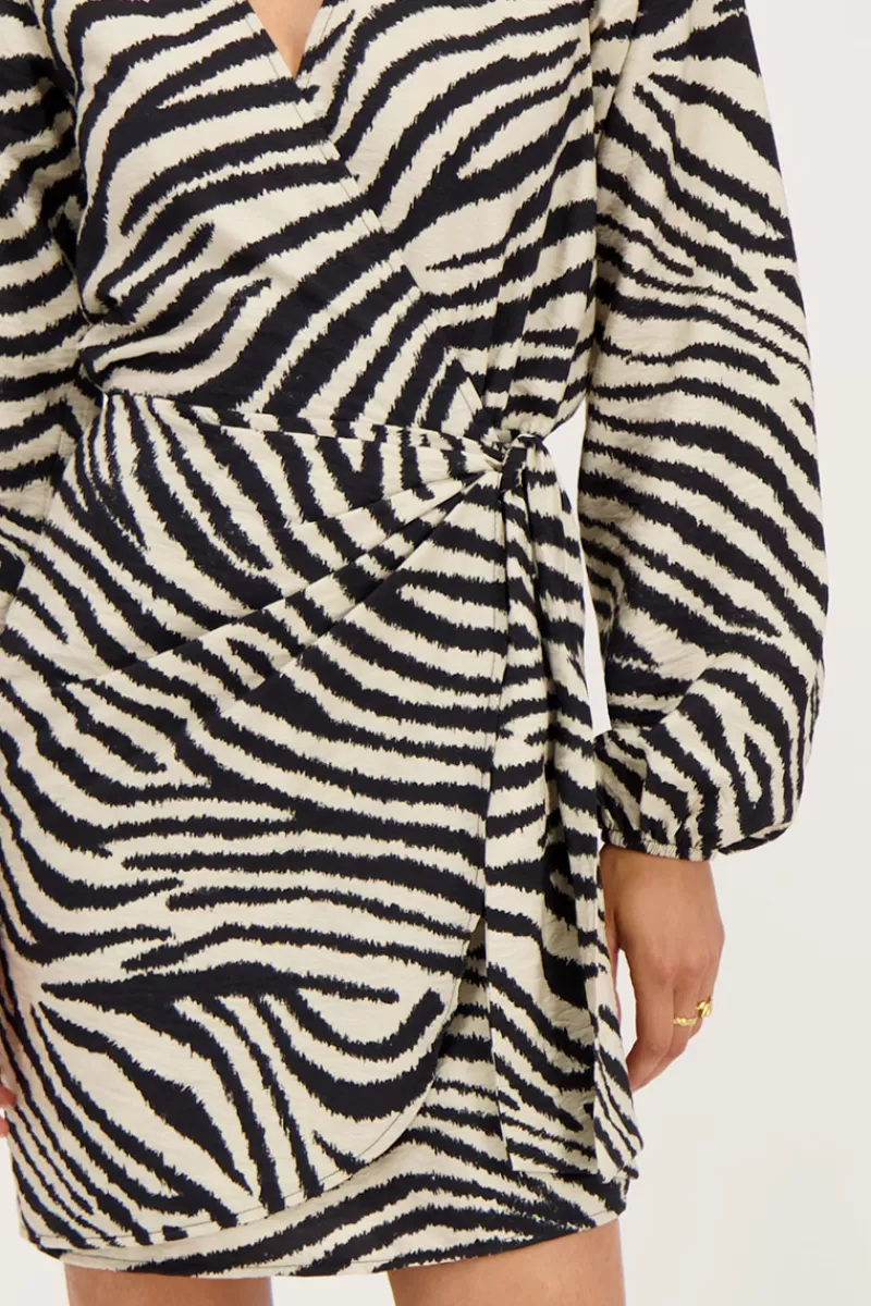 My Jewellery Robe Portefeuille Zébrée Noir Et Beige