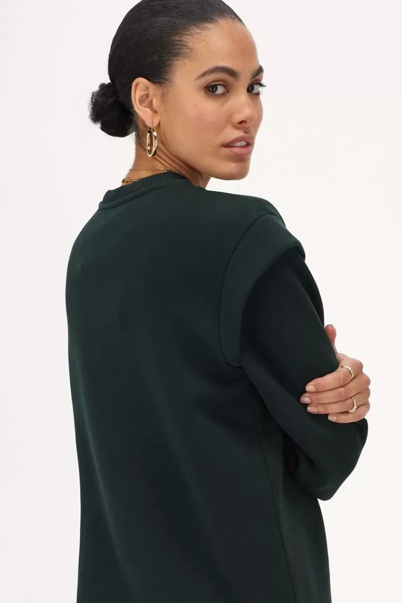 My Jewellery Robe Pull Vert Foncé Avec Rembourrage Aux épaules