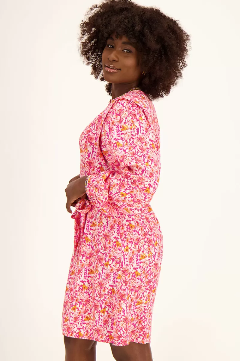 My Jewellery Robe Rose à Motif Floral Et Manches Ballon