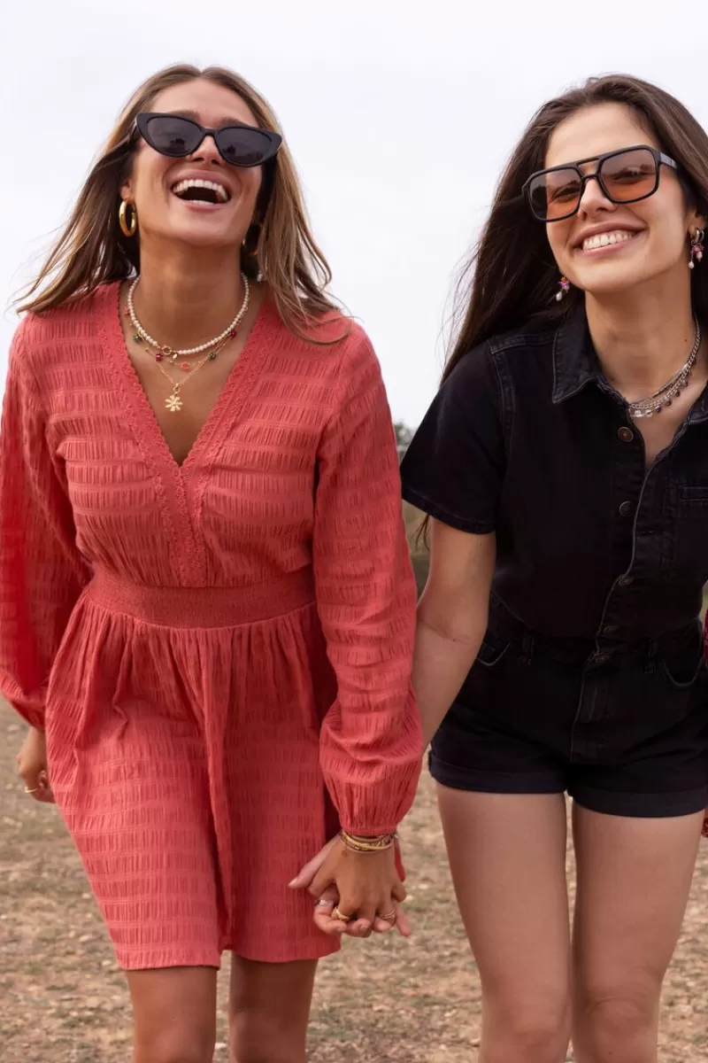 My Jewellery Robe Rose Corail Avec Col En V