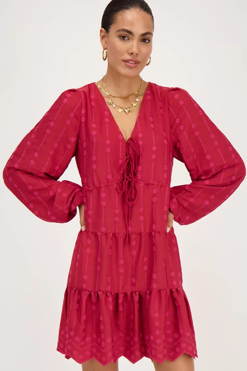 My Jewellery Robe Rouge à Manches Longues Avec Surpiqûres Sur Le Devant