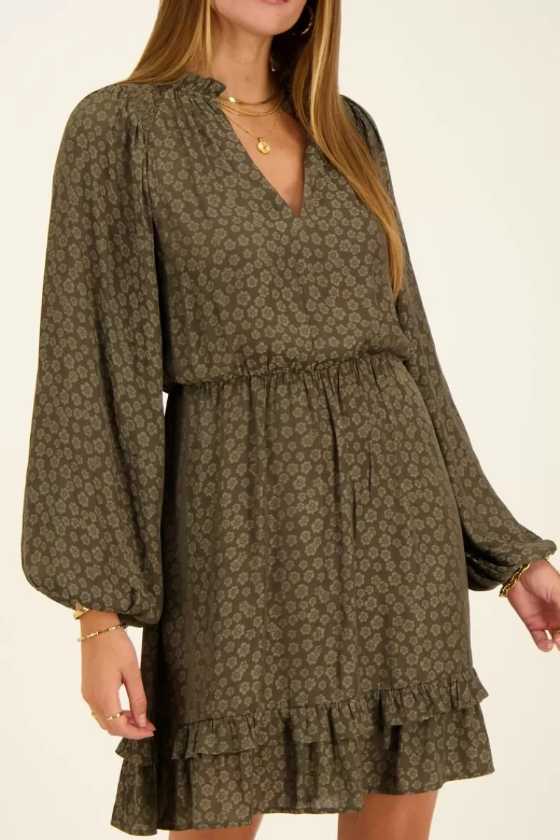 My Jewellery Robe Verte En Jacquard à Manches Longues