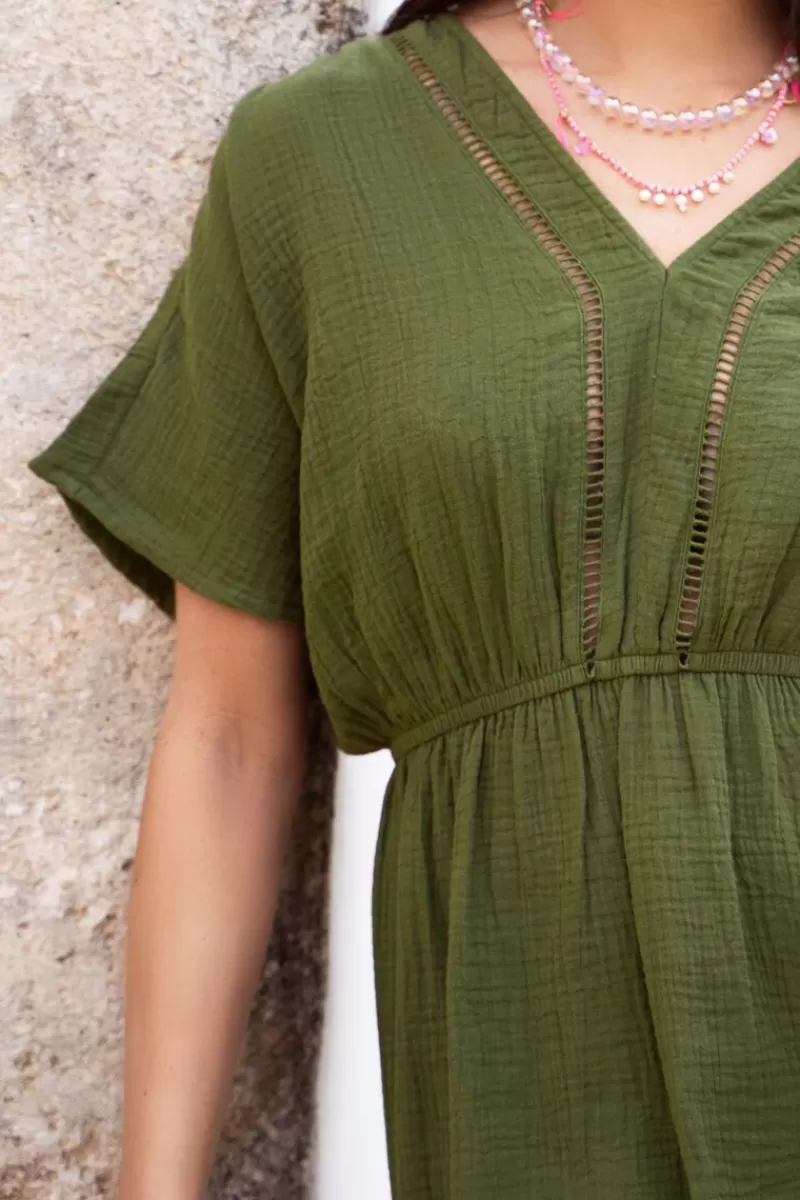 My Jewellery Robe Verte Foncée En Mousseline