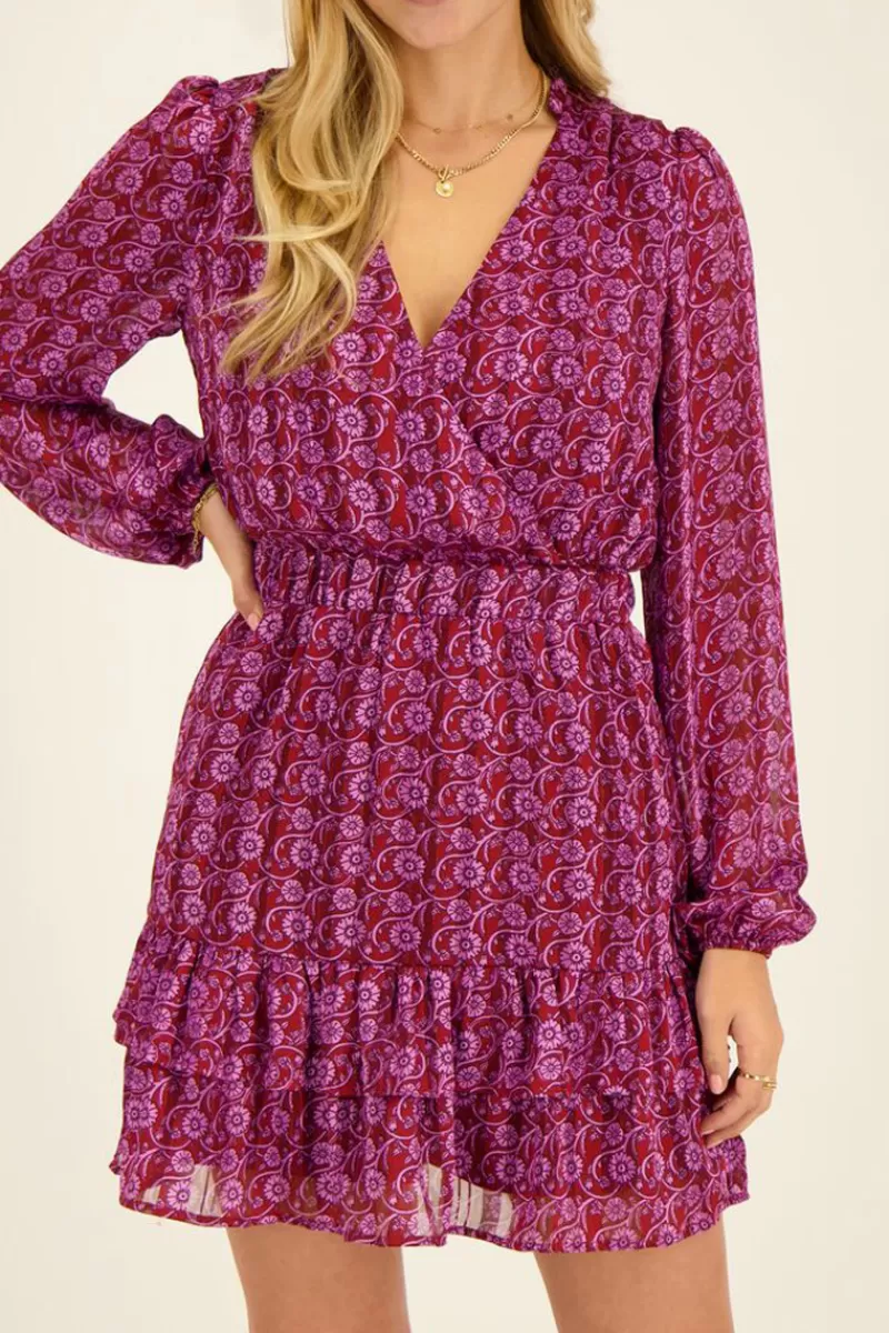 My Jewellery Robe Violette à Imprimé Floral Et Lurex