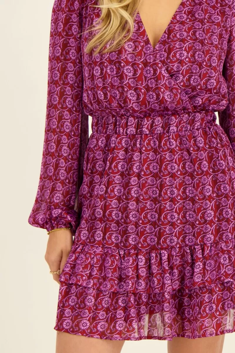 My Jewellery Robe Violette à Imprimé Floral Et Lurex