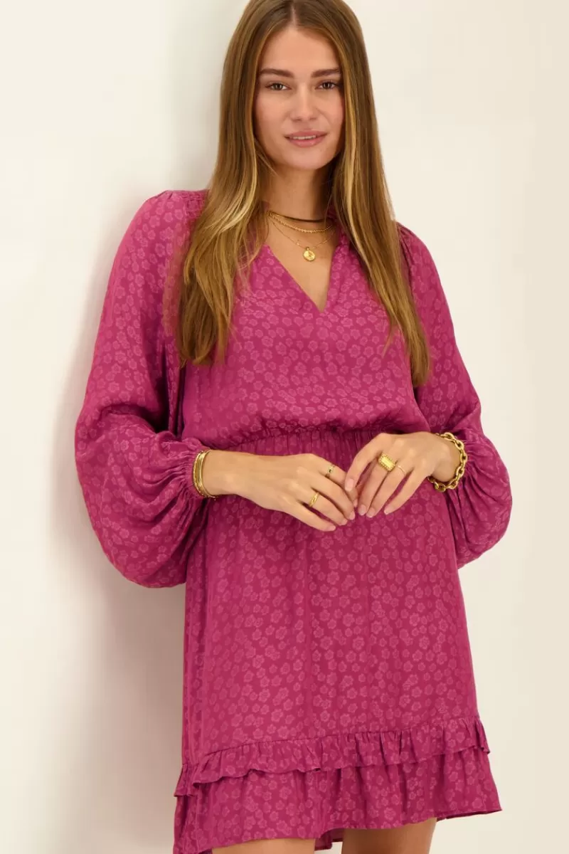 My Jewellery Robe Violette En Jacquard à Manches Longues