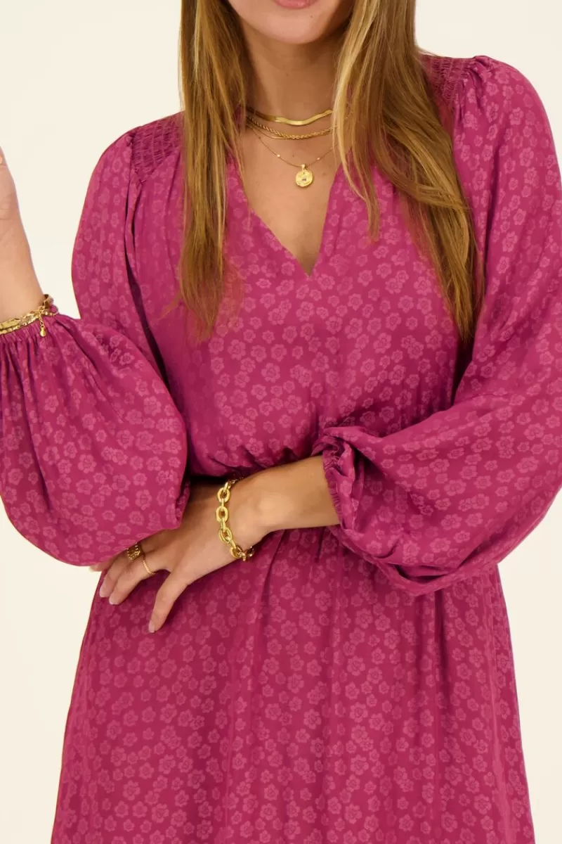 My Jewellery Robe Violette En Jacquard à Manches Longues