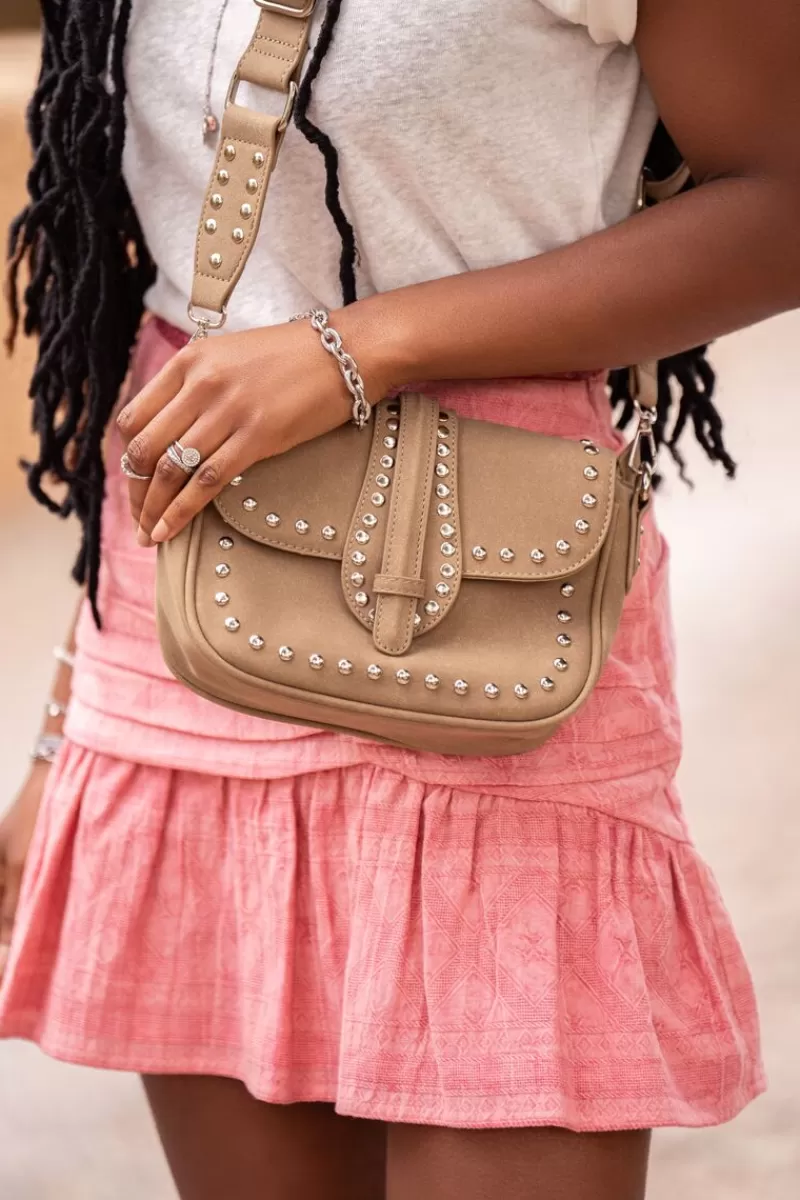 My Jewellery Sac à Bandoulière Beige Avec Clous Argentés