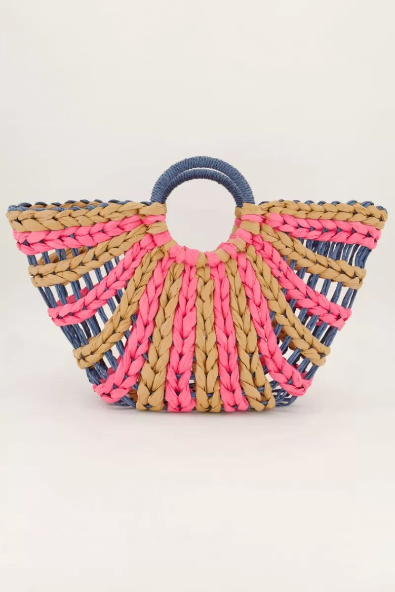 My Jewellery Sac à Main Tressé Beige Et Rose