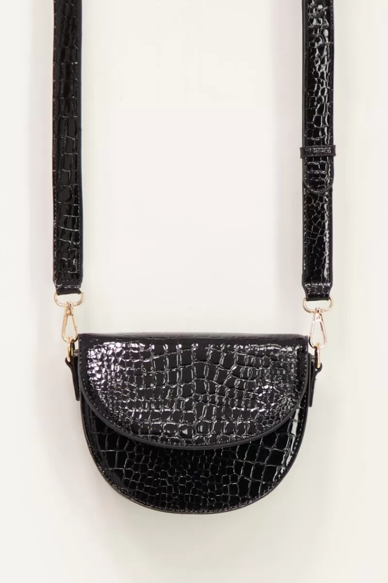 My Jewellery Sac Bandoulière Demi-lune Noir Effet Croco