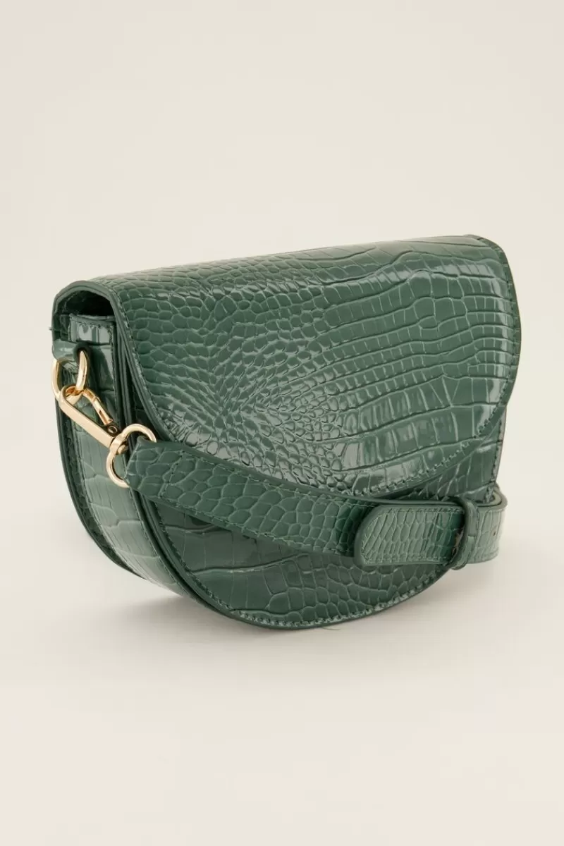 My Jewellery Sac Bandoulière Demi-lune Vert Effet Croco