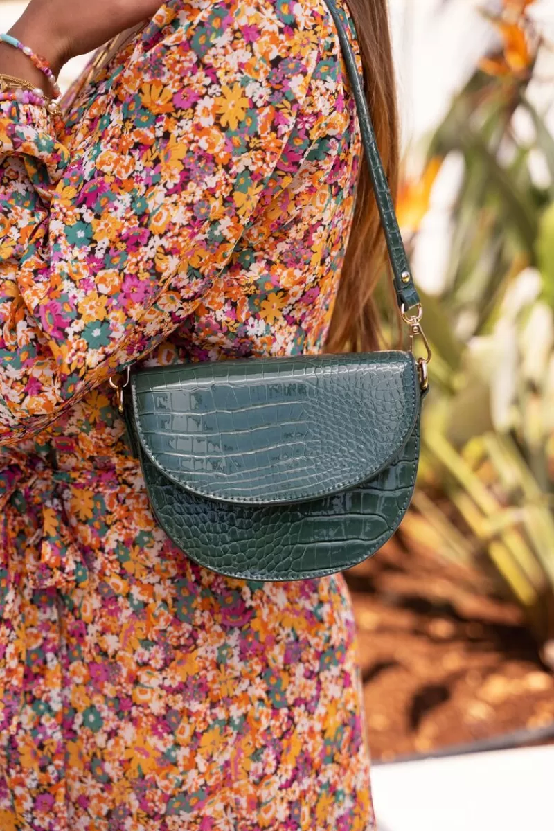 My Jewellery Sac Bandoulière Demi-lune Vert Effet Croco