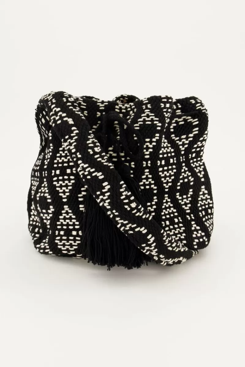 My Jewellery Sac Rond Et Blanc à Bandoulière Avec Imprimé Aztèque
