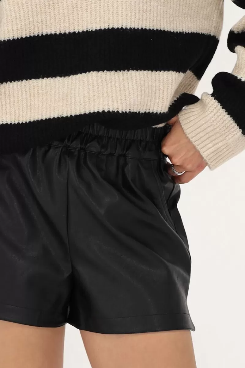 My Jewellery Short Noir En Simili Cuir Avec Bande élastique