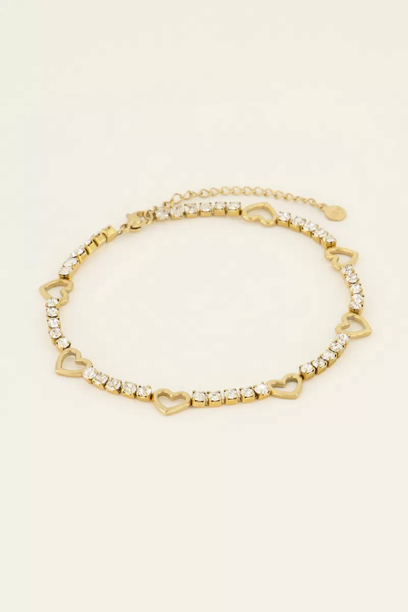 My Jewellery Sunchasers Bracelet De Cheville à Coeurs Et Strass