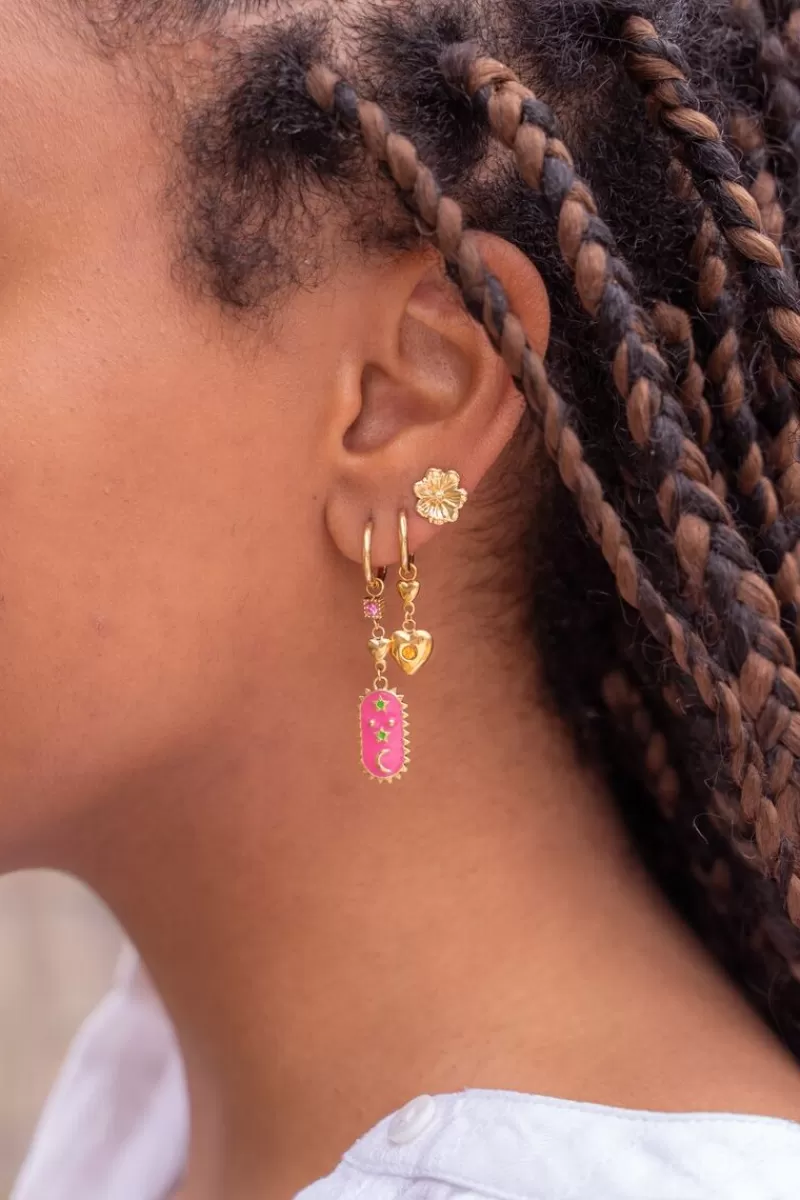 My Jewellery Sunrocks Boucles D'oreilles Avec Charmes Roses Et Violettes