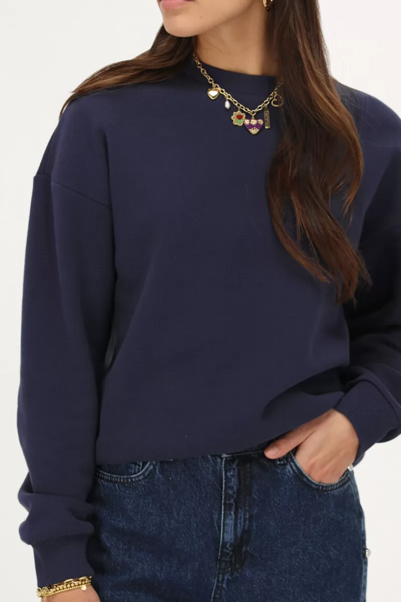 My Jewellery Sweat Bleu Foncé "Fleur Sauvage"