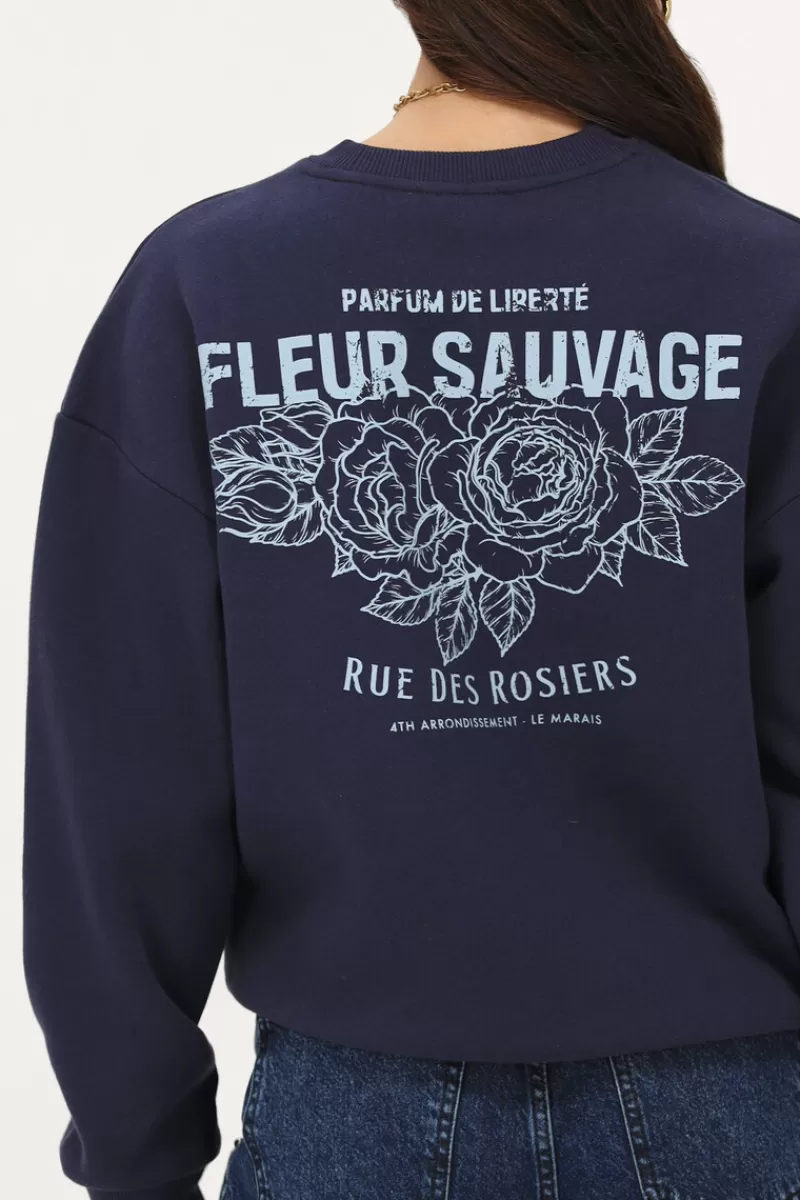 My Jewellery Sweat Bleu Foncé "Fleur Sauvage"