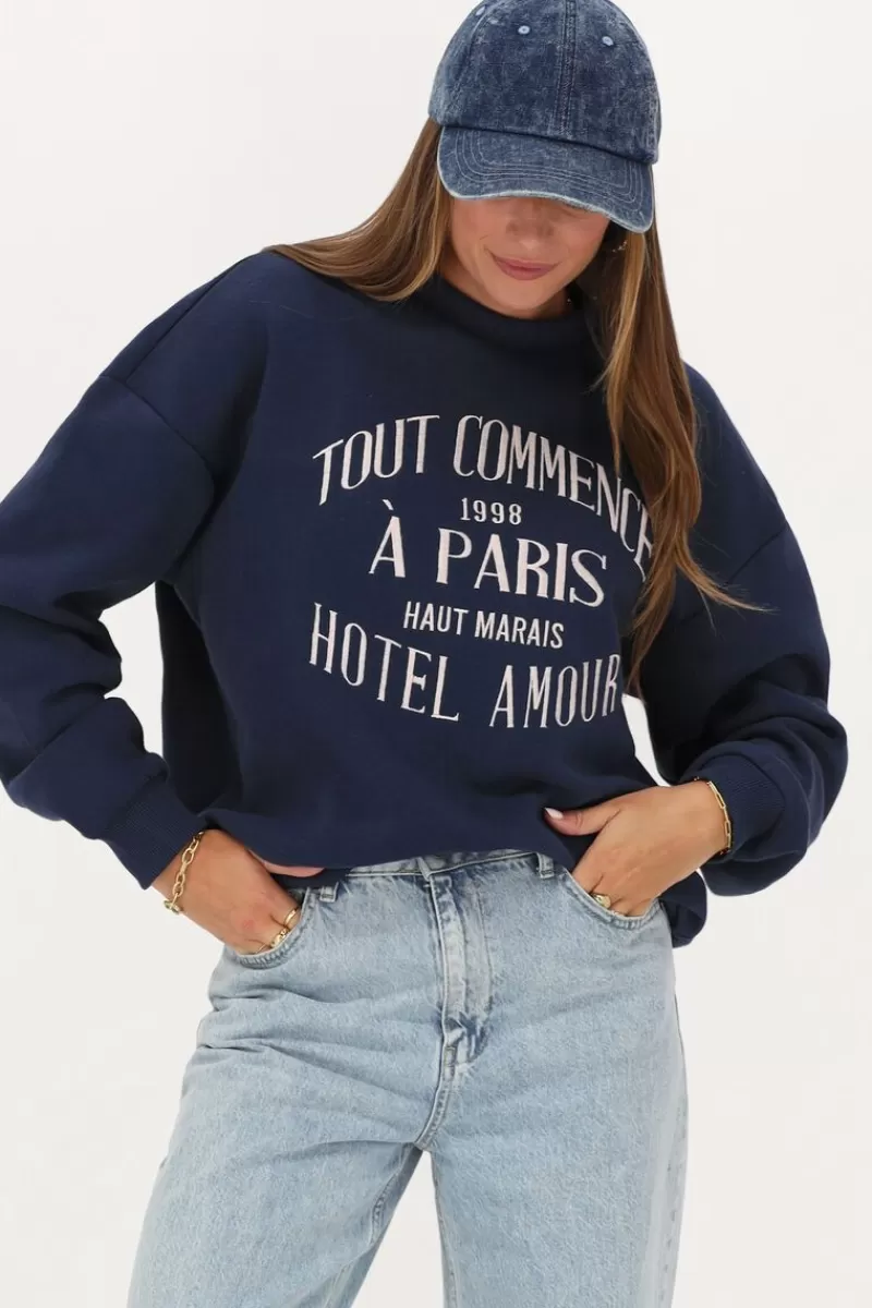 My Jewellery Sweat Bleu Foncé "Hotel Amour"