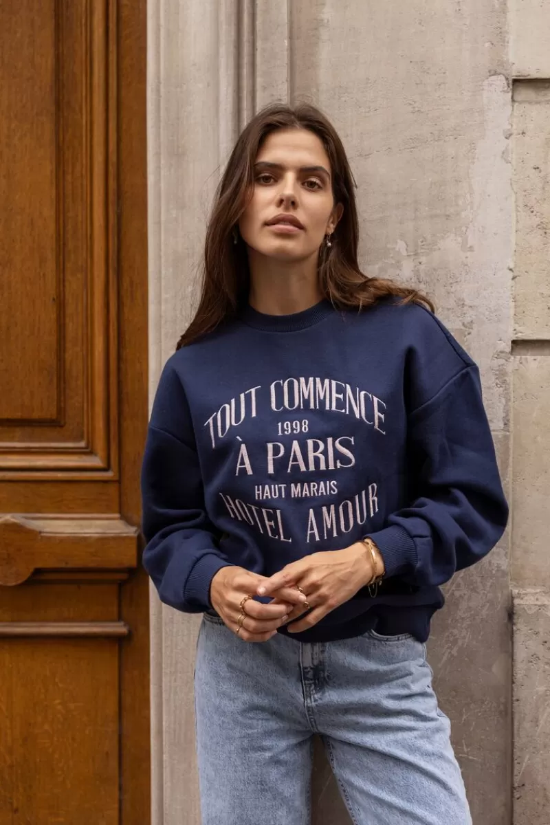 My Jewellery Sweat Bleu Foncé "Hotel Amour"