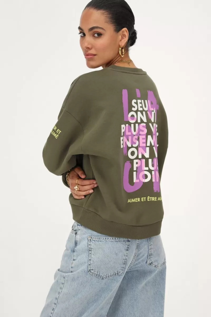 My Jewellery Sweat Graffiti Vert Foncé "L'amour"