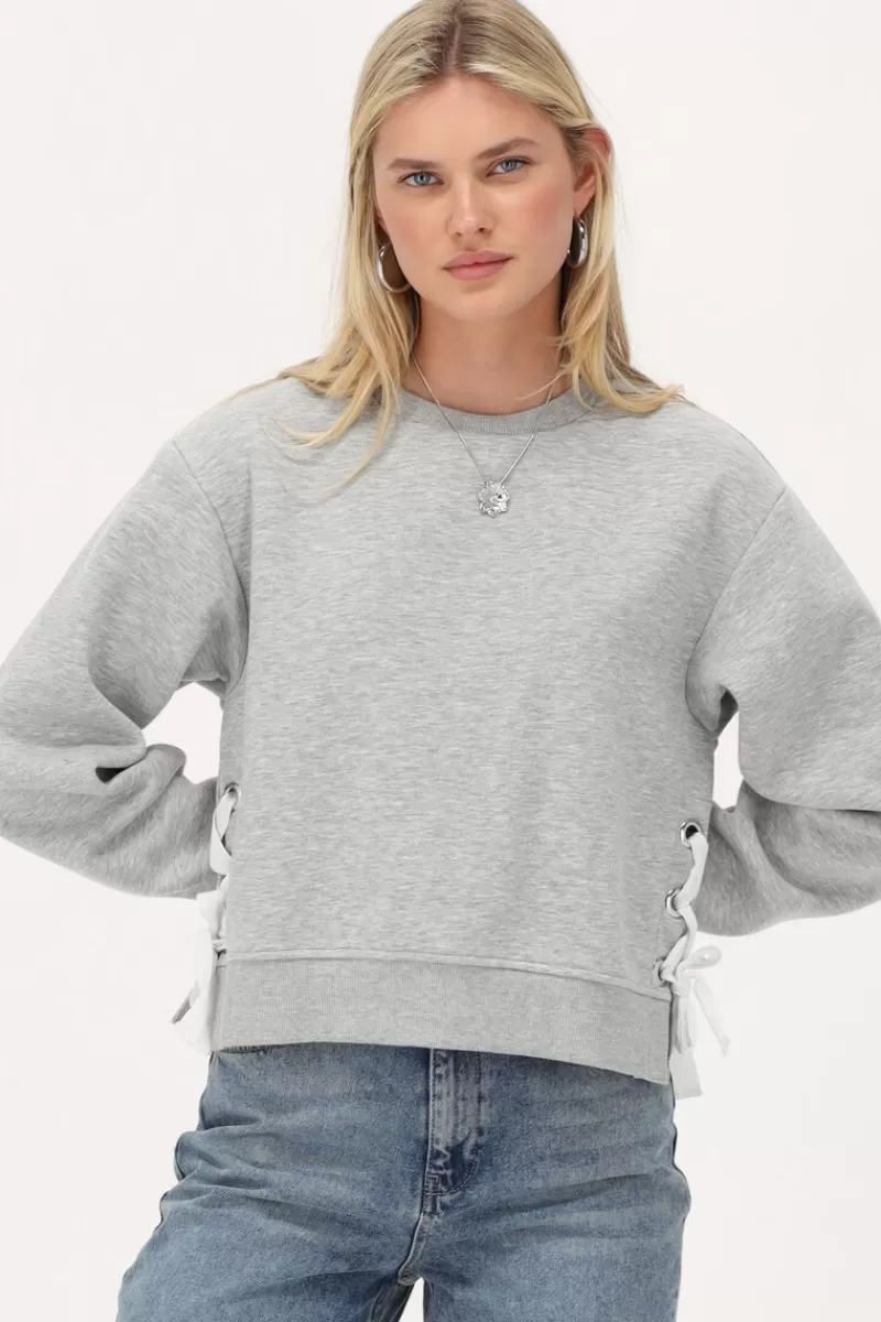My Jewellery Sweat Gris Avec Nœuds Blancs