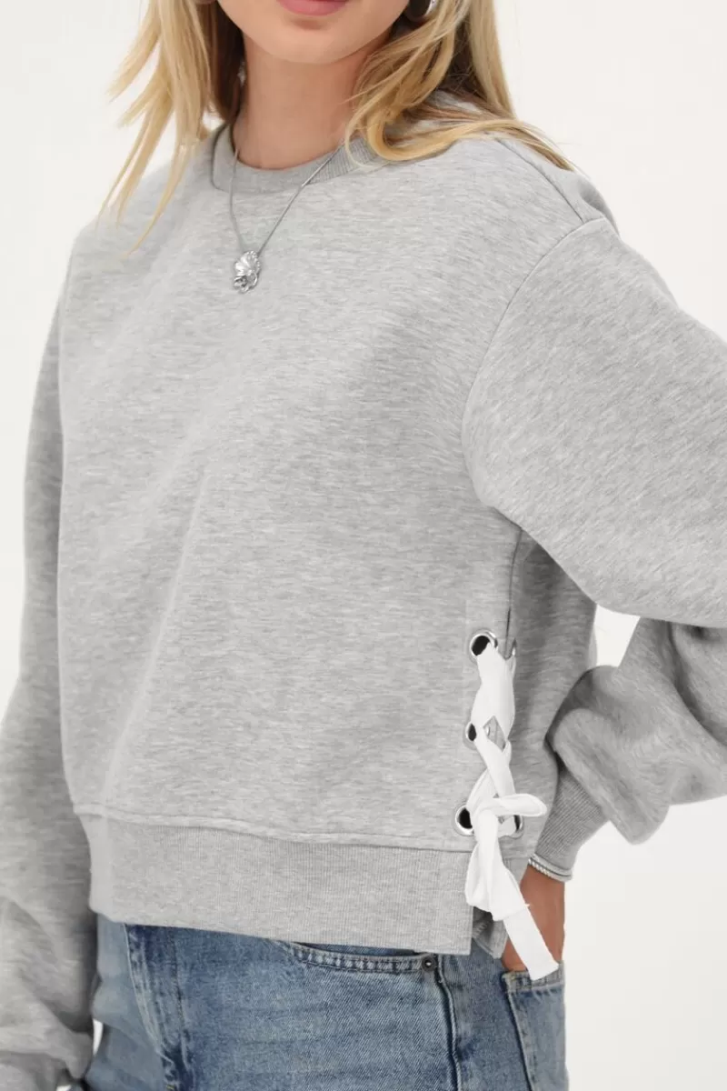 My Jewellery Sweat Gris Avec Nœuds Blancs