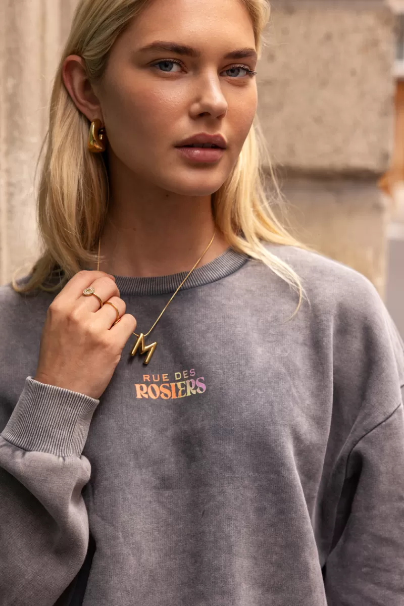 My Jewellery Sweat Gris Foncé "Rue Des Rosiers"