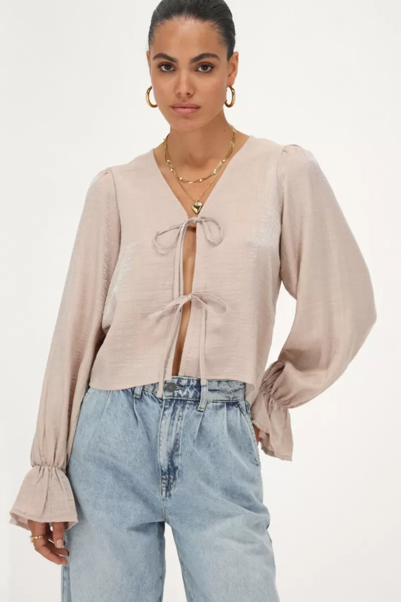 My Jewellery Top Brillant Avec Nœuds Et Manches à Volants