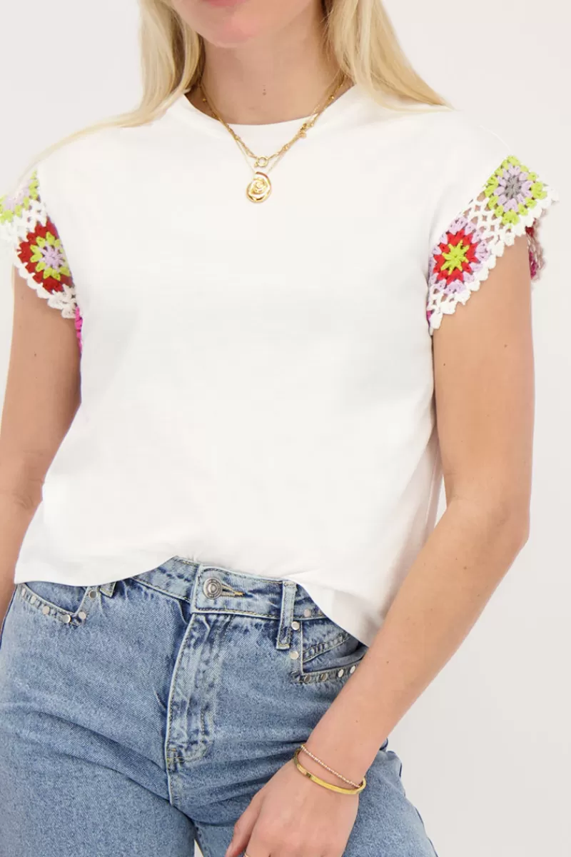My Jewellery Top Blanc Crocheté Multicolore