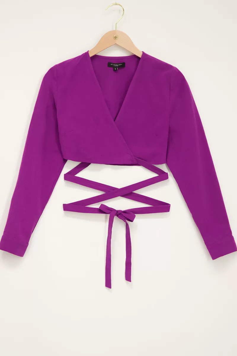My Jewellery Top Cache-cœur Violet Effet Lin