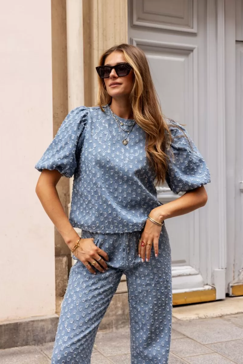 My Jewellery Top En Denim Bleu Avec Paillettes