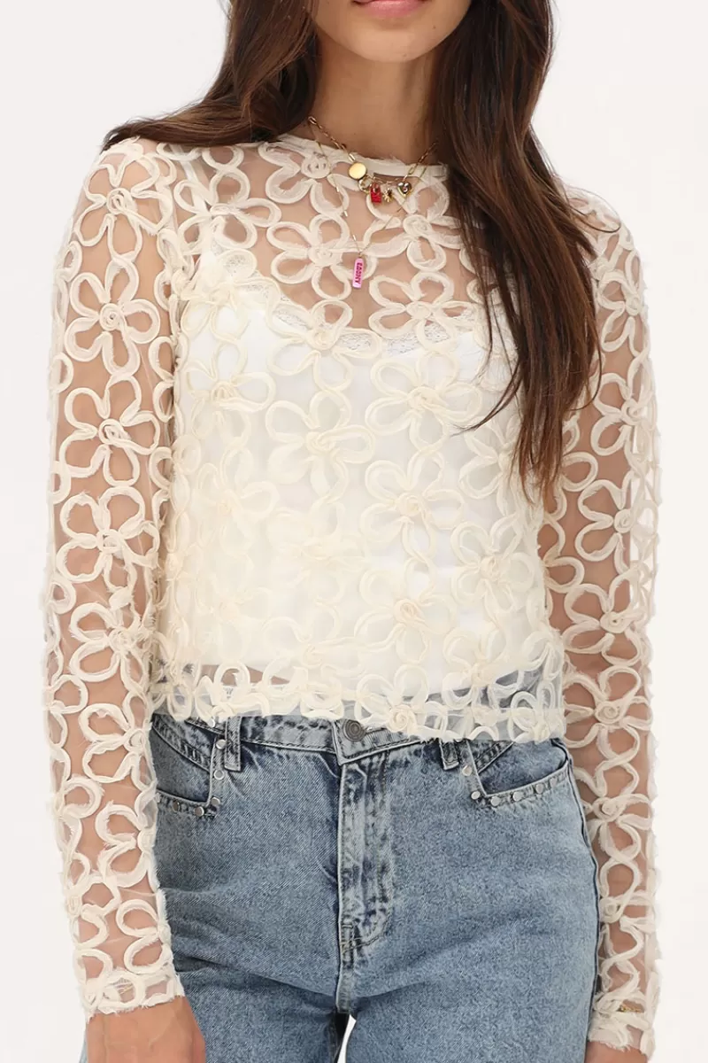 My Jewellery Top En Maille he Avec Fleurs