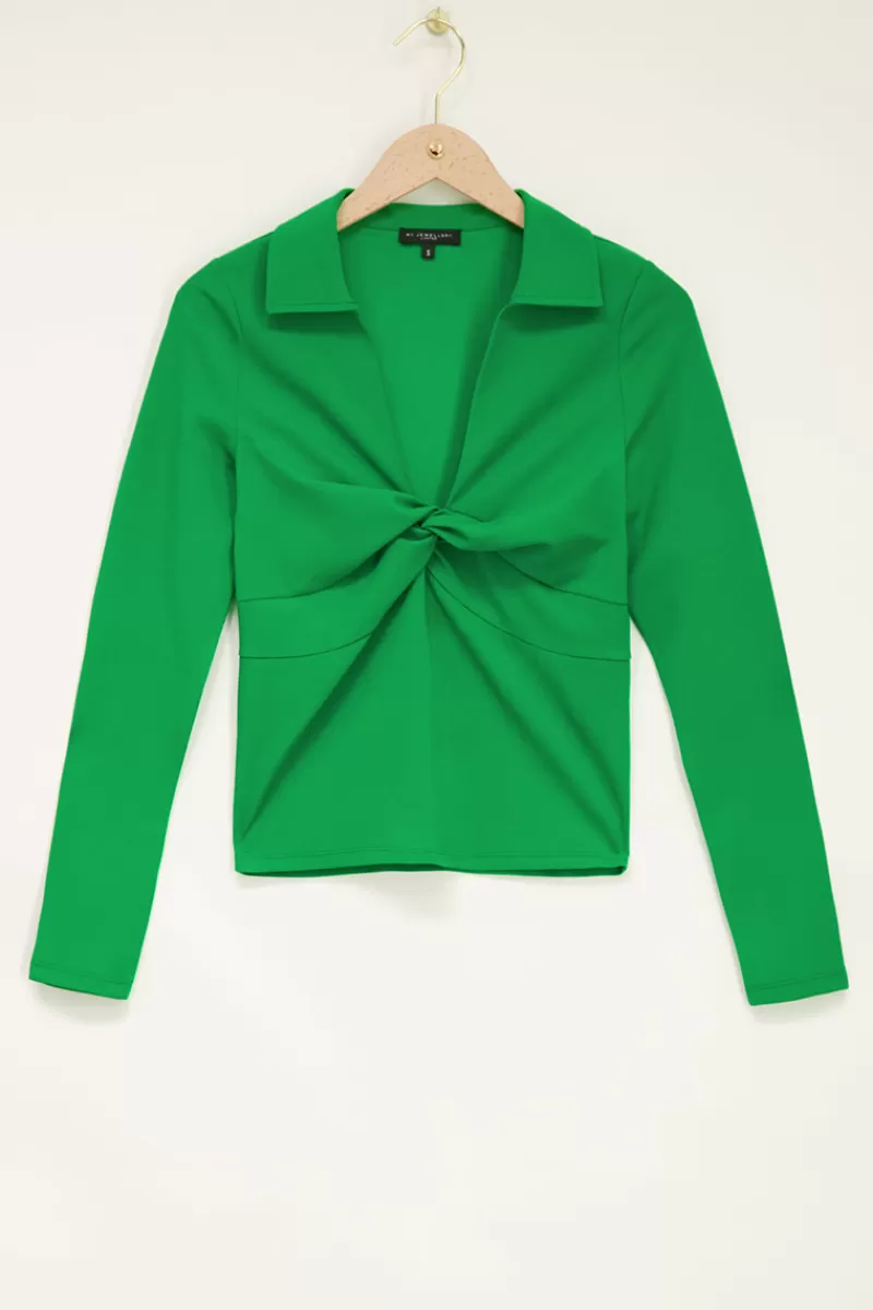 My Jewellery Top Vert Avec Col Et Détail Nœud