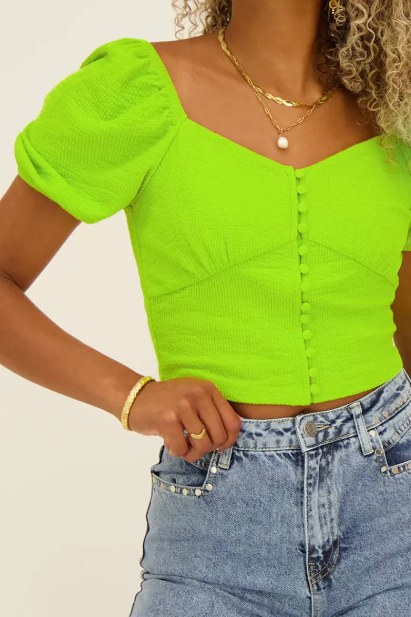 My Jewellery Top Vert Menthe Style Corset à Manches Longues