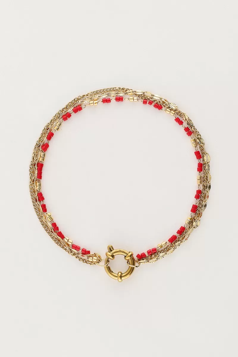 My Jewellery Triple Bracelet Avec Perles Rouges