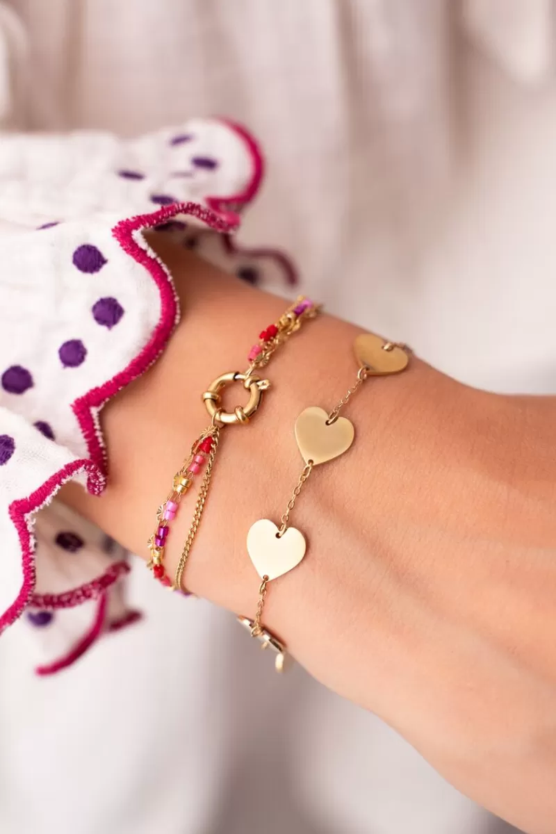 My Jewellery Triple Bracelet Avec Perles Rouges Et Roses