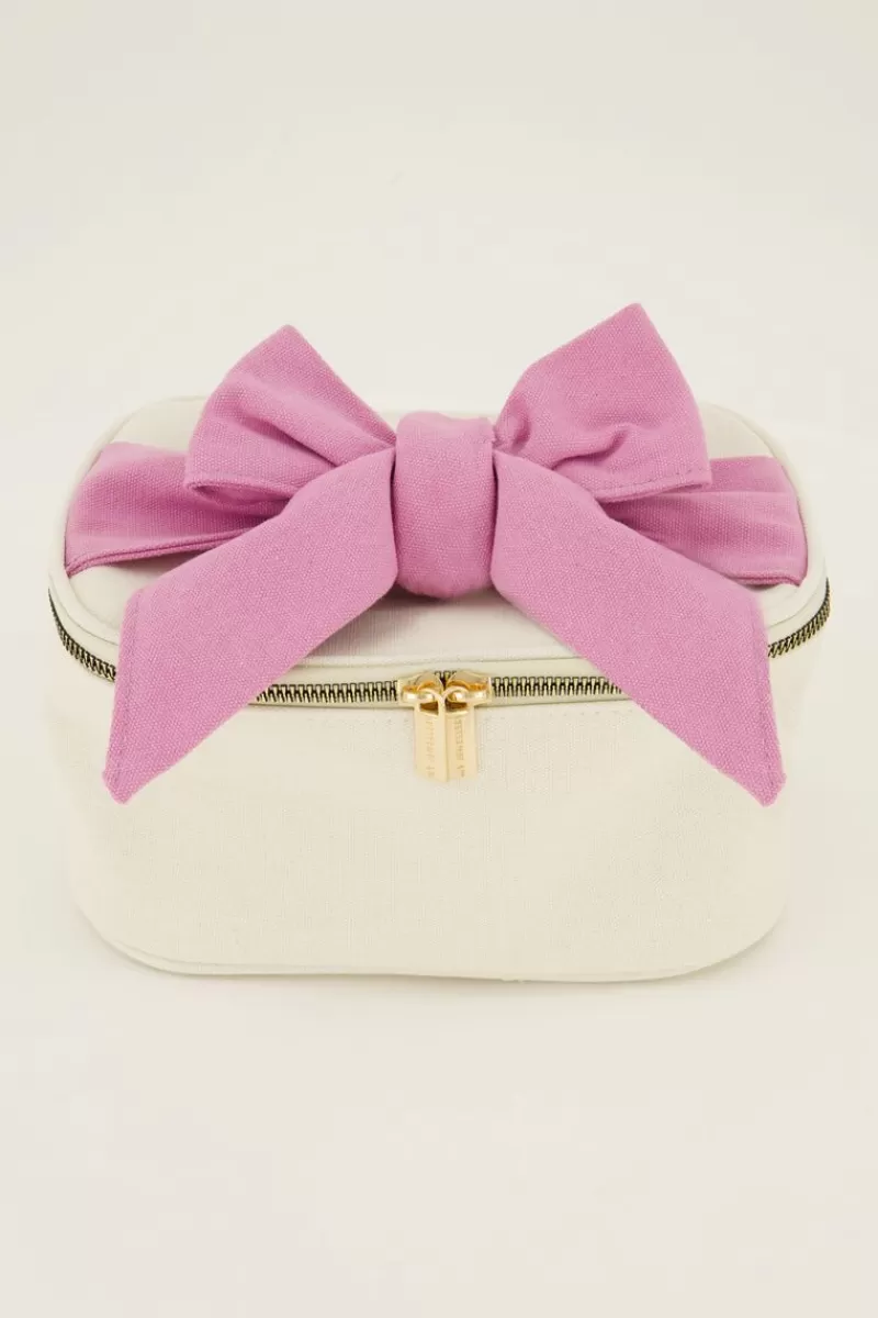 My Jewellery Trousse De Toilette Beige Avec Nœud Rose