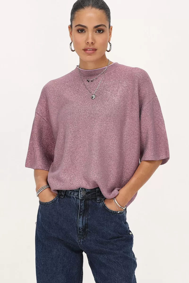 My Jewellery T-shirt Rose Oversize Avec Lurex
