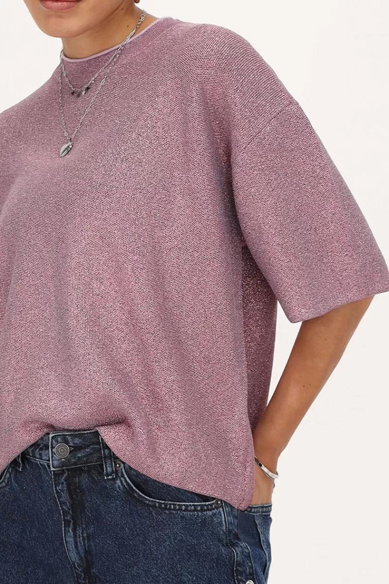 My Jewellery T-shirt Rose Oversize Avec Lurex
