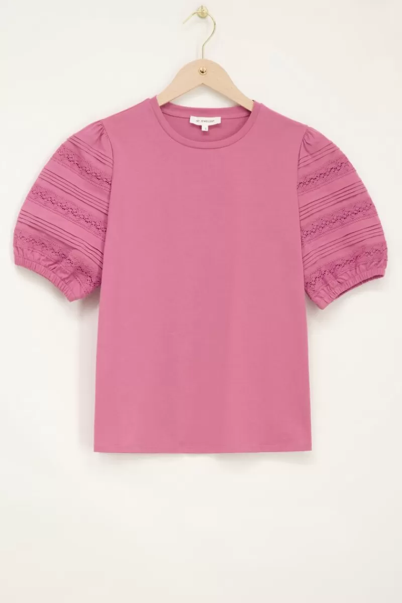 My Jewellery T-shirt Rose Plissé Et Détails Ajourés