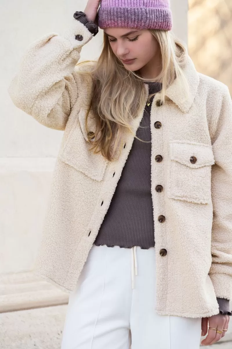 My Jewellery Veste En Teddy Beige Avec Boutons