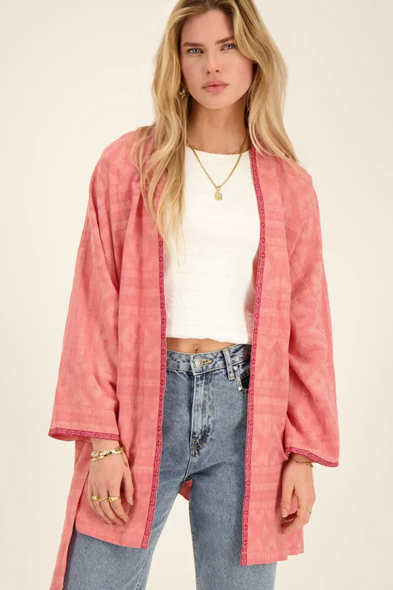 My Jewellery Veste Kimono Rose En Jacquard