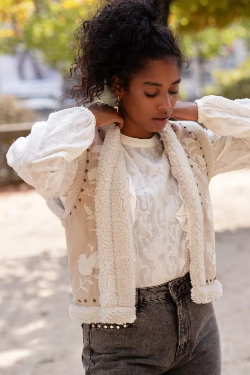 My Jewellery Veste Sans Manches En Teddy Et Broderies